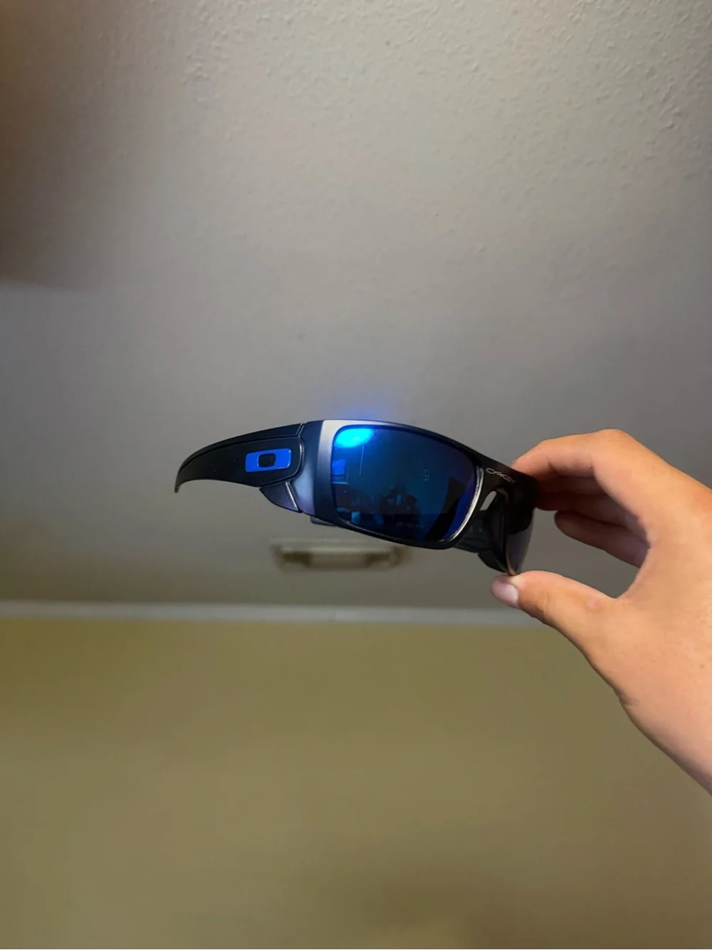 Oakley Sport Sunglasses - Black Frame with Blue Mirrored Lenses